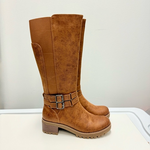 NWOT GC Shoes Jonah Lug Sole Block Heel Knee High Boots, Canel Brown | Size 8 - Picture 4 of 7